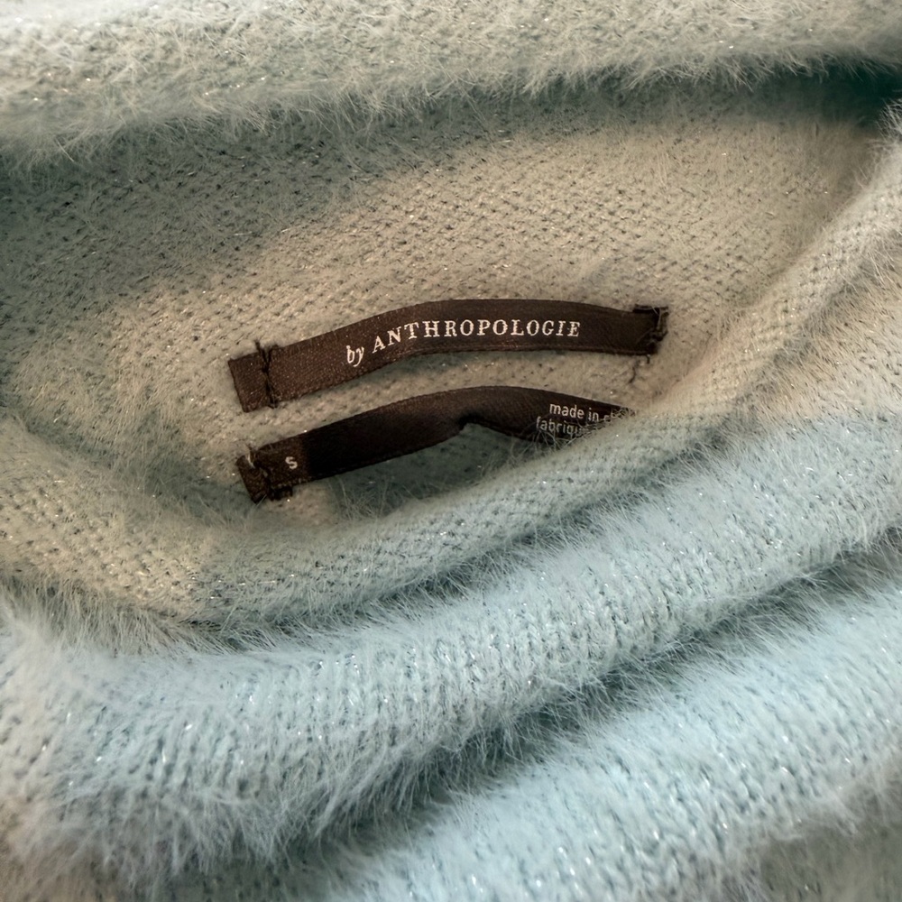 Anthropologie Thea Long-Sleeve Eyelash Twofer Sweater Dress in Sky - Picture 4 of 5